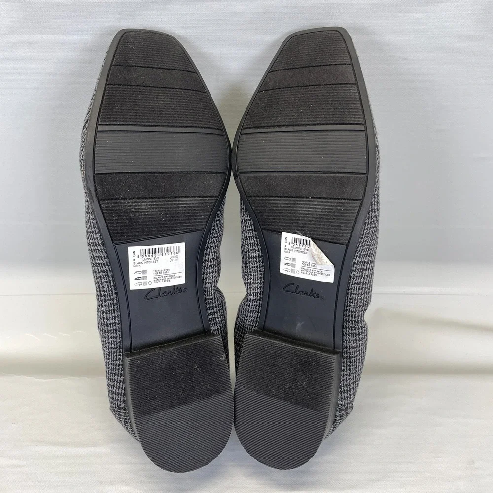 Clarks Tilmont Eve Shoes Womens Size 11 M Black Interest Textile Comfort Loafers
